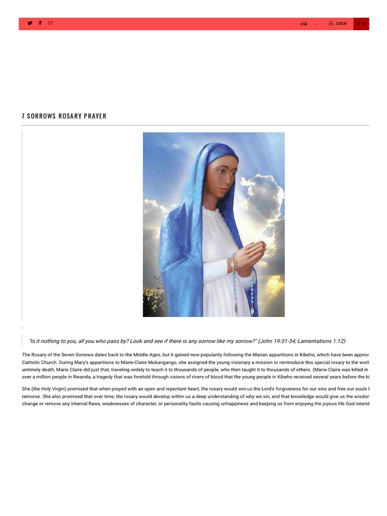 7 Sorrows Rosary Prayer | PDF | Jesus | Mary, Mother Of Jesus