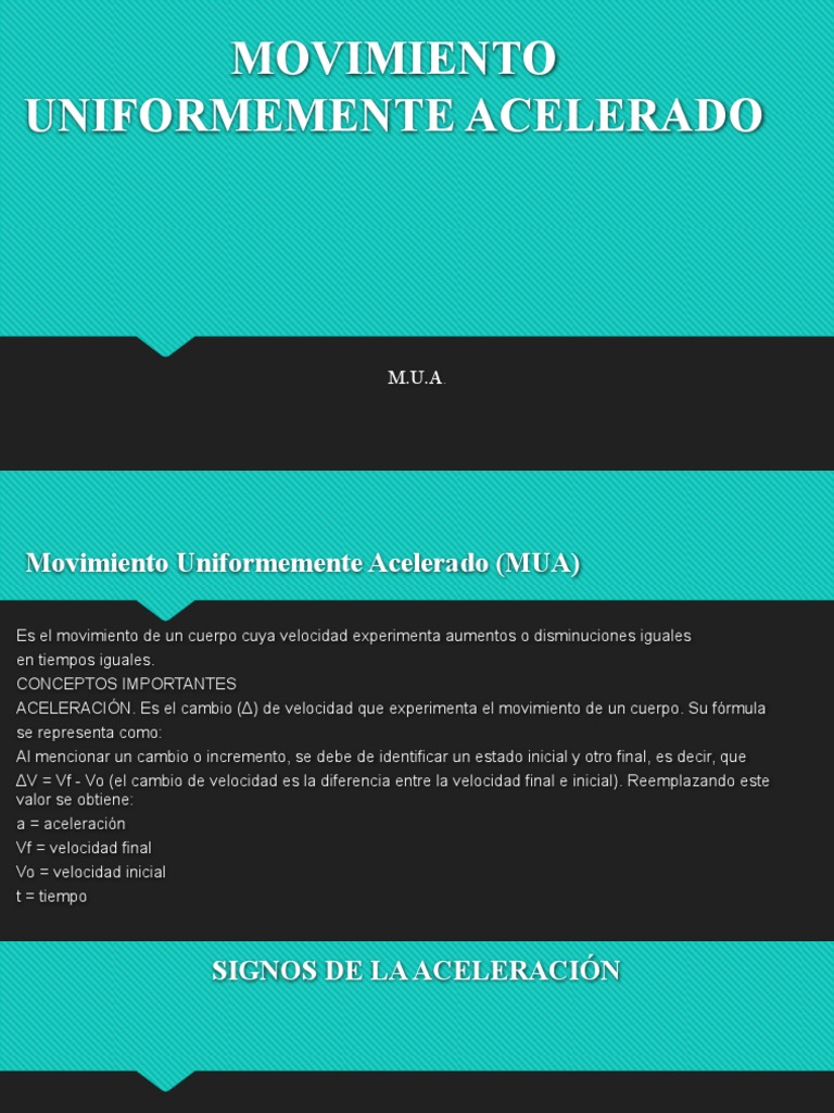Movimiento Uniformemente Acelerado Diapositivas | PDF