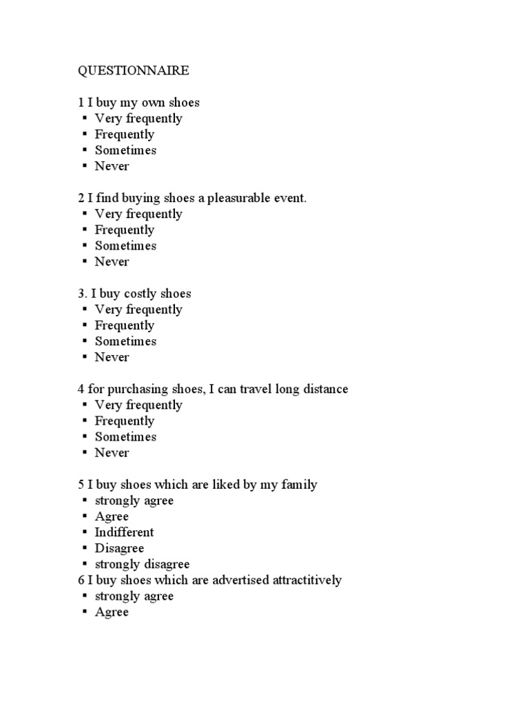 Questionnaire on Nike Market (Economics) Business Economics