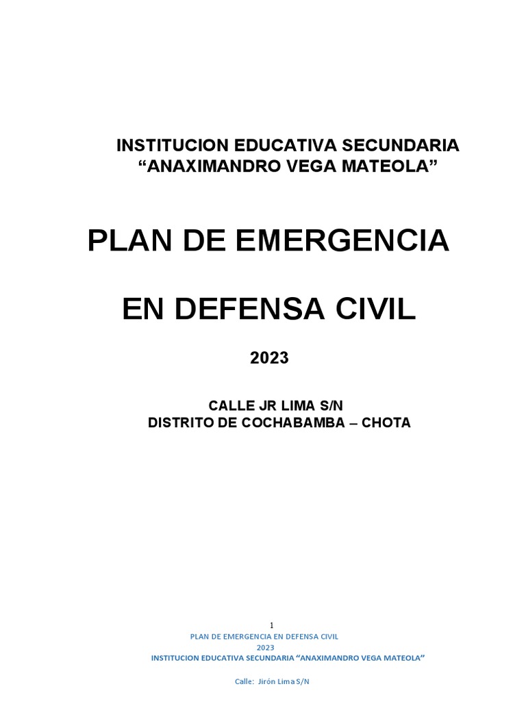 Plan de Emergencia en Defensa Civil Imt | PDF | Quemar | Incendios