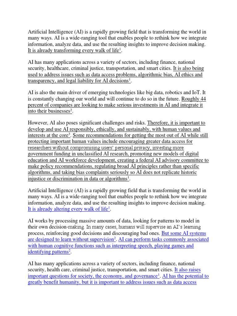 Transforming Our World with AI | PDF | Artificial Intelligence ...