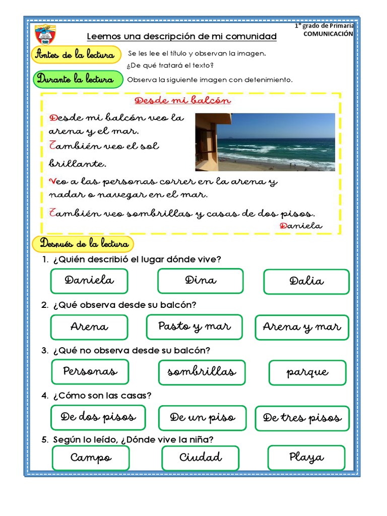 Leemos Una Descripción de Mi Comunidad | PDF