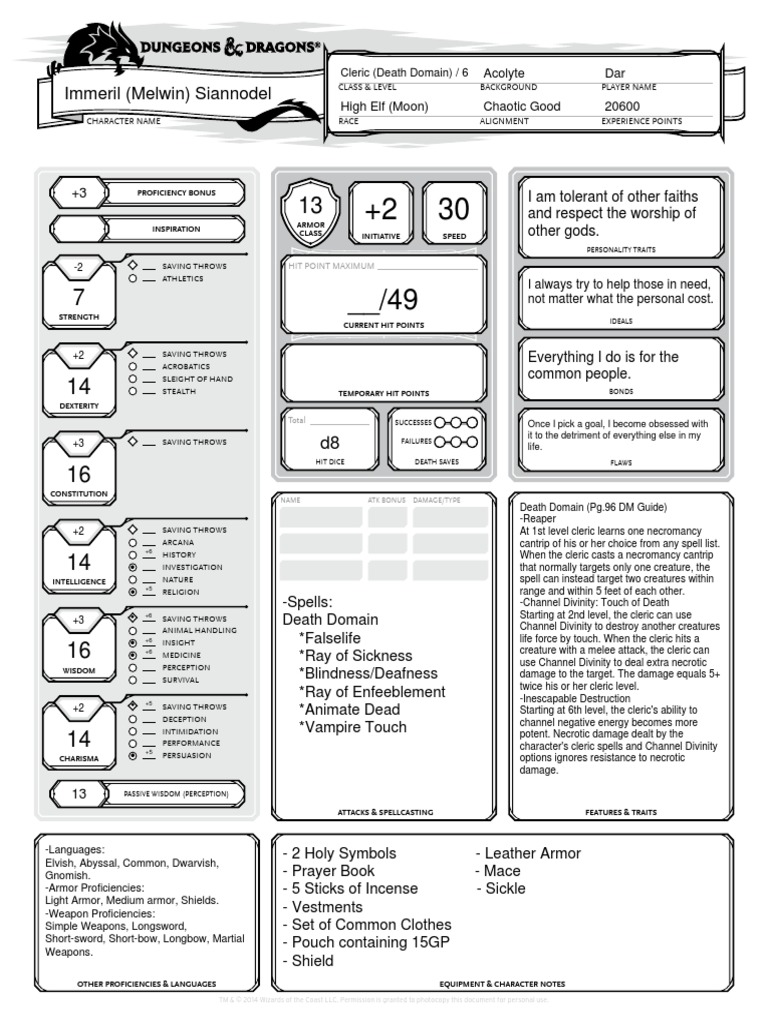 Character Sheet 1 2-1 | PDF