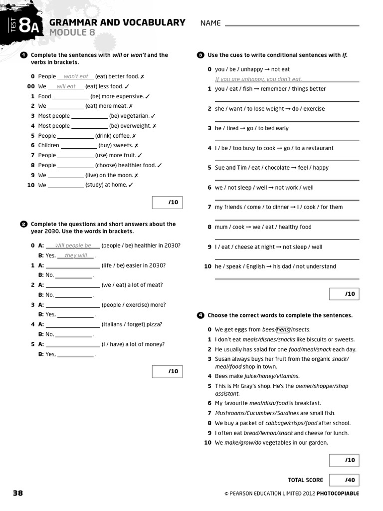 Test 8a Pdf Meal Lunch