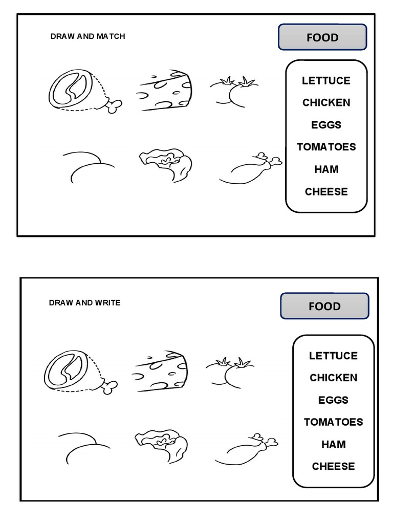 Food Drawing and Matching Activities | PDF