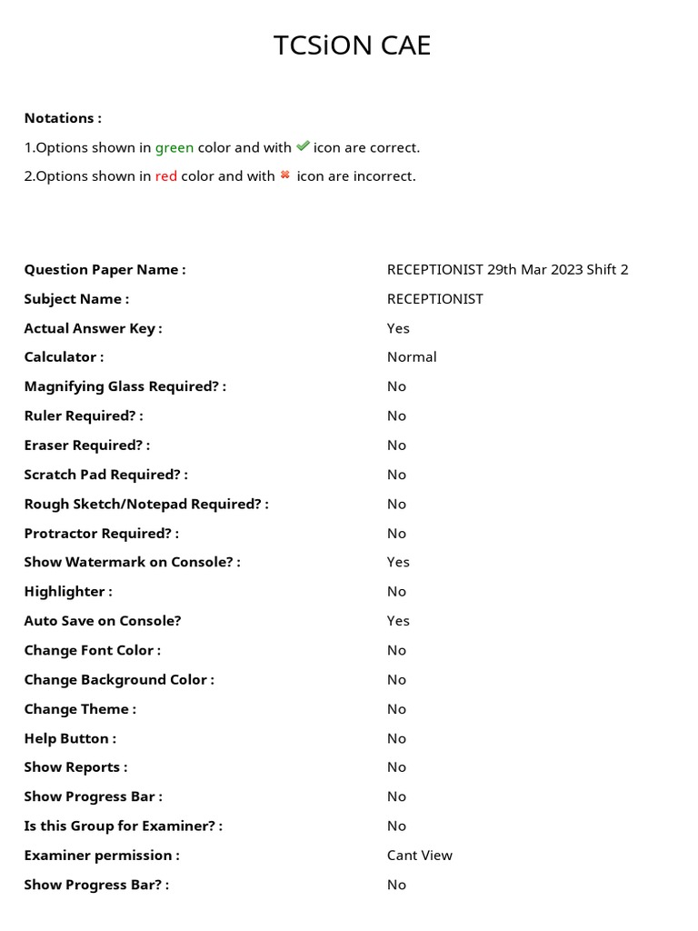 Receptionist Exam Question Paper 2023 | PDF