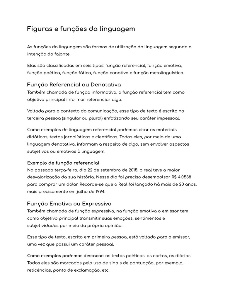 Funções e Figuras da Linguagem | PDF
