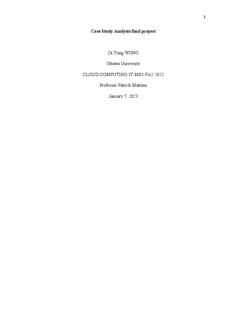 Case Study Analysis Final Project | PDF