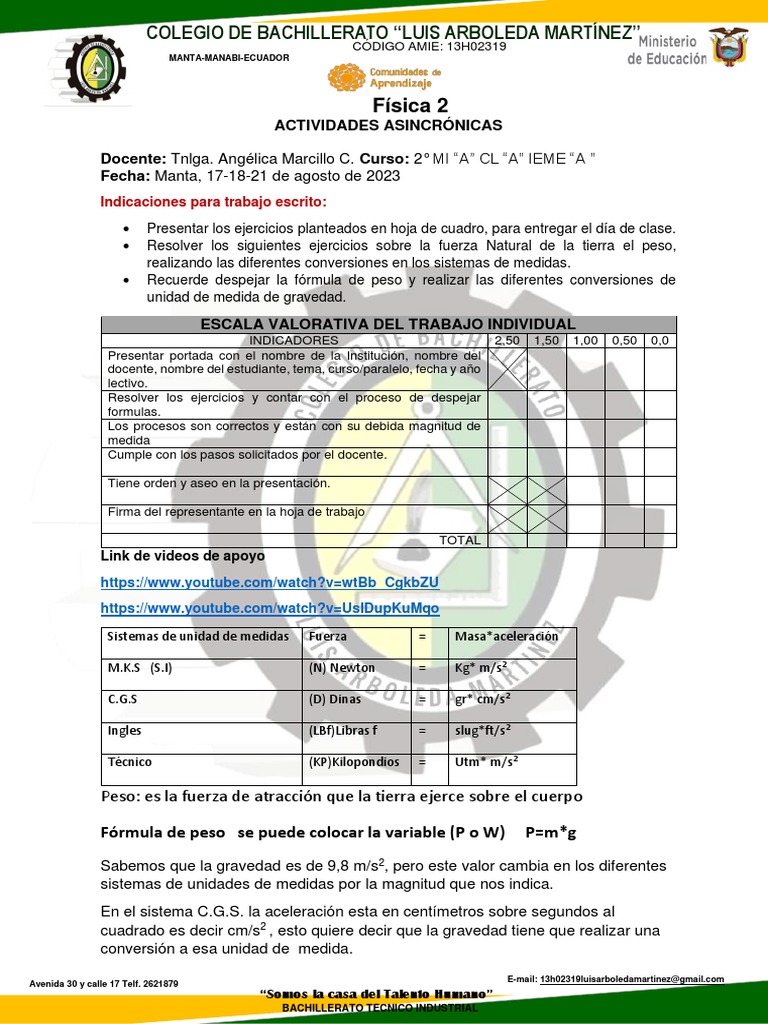 Act Asinc2t F 2BT | PDF | Masa | Unidades de medida