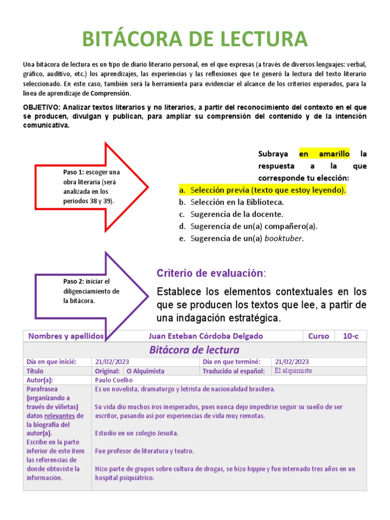 Bitácora de Lectura: Análisis Literario | PDF | Ficción general