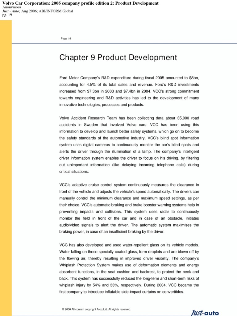Volvo USA: 2006 Product Development Profile | PDF