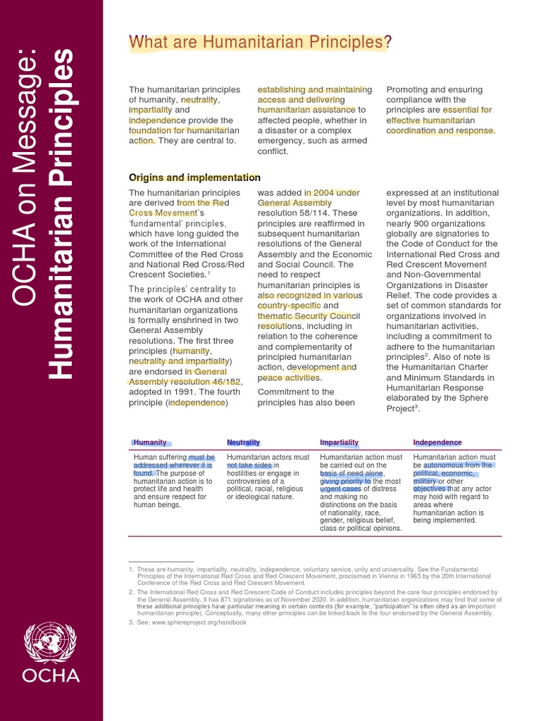 Humanitarian Principles Explained | PDF | Aids | Ethical Principles