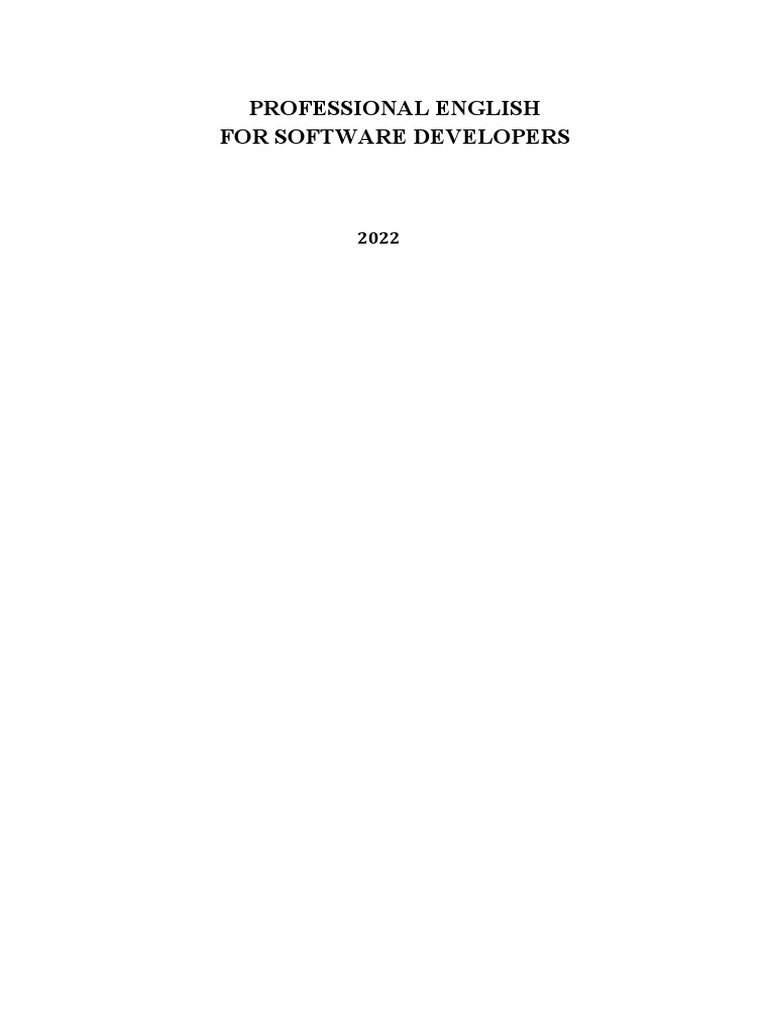 Professional English for Software Developers | PDF