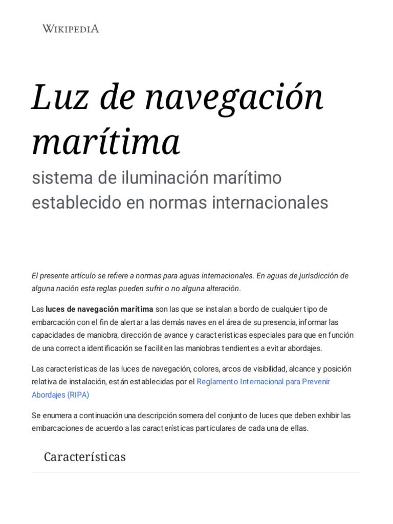 Luz de Navegación Marítima - Wikipedia, La Enciclopedia Libre | PDF