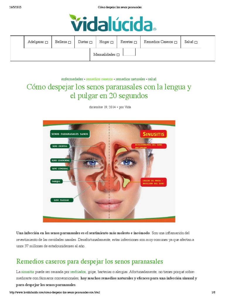 Cómo Despejar Los Senos Paranasales PDF Cúrcuma Resfriado comun