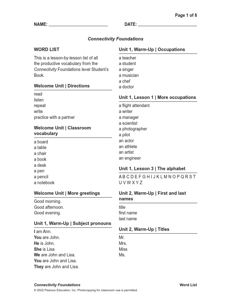 Vocabulary for Connectivity Foundations | PDF