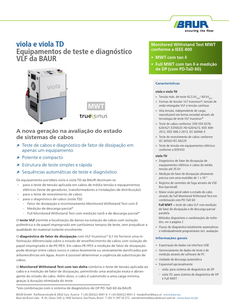 DS - VLF Tester and Diagnostics Device - Viola - Viola TD - BAUR - PT ...