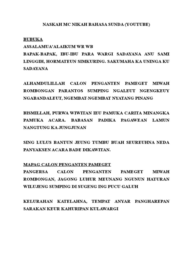 MC Bahasa Sunda | PDF