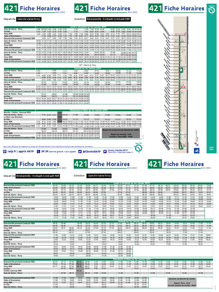 Horaires Bus 421 Torcy - Avril 2023 | PDF