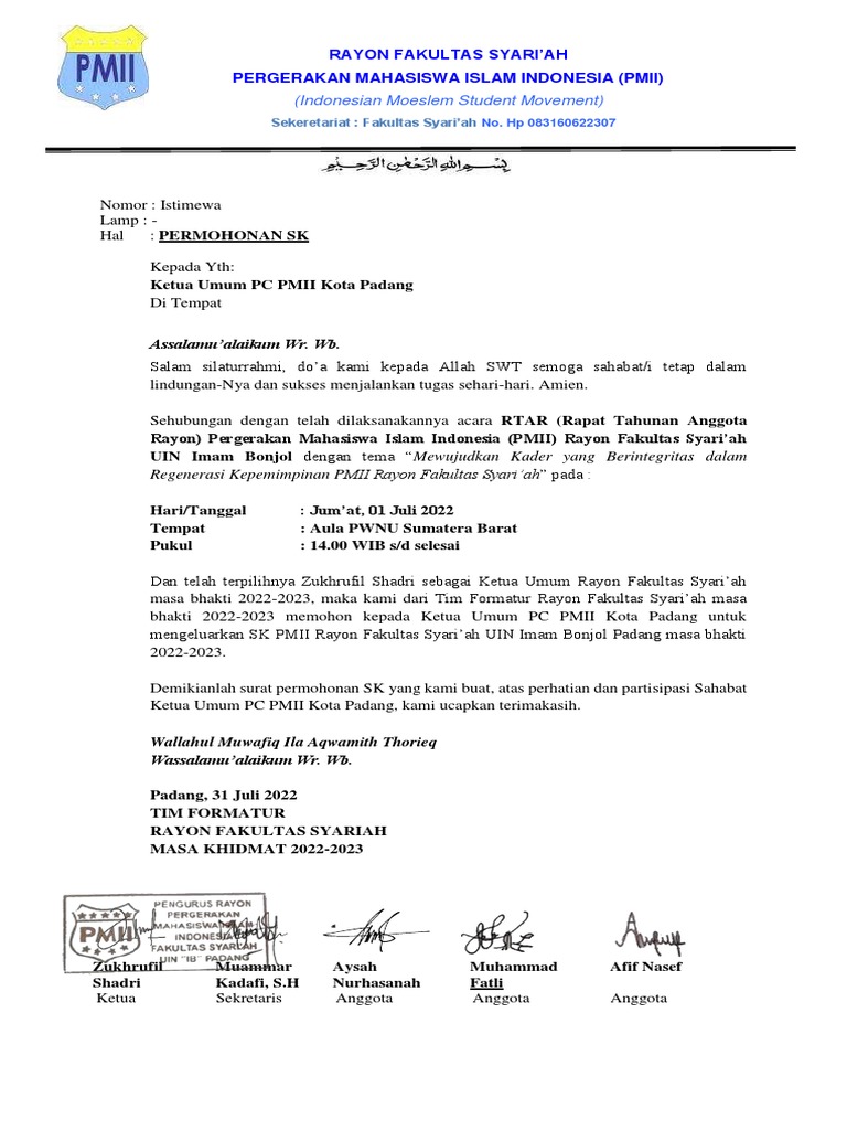 Permohonan sk rayon syariah uin ib 2022 pdf