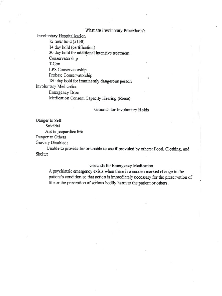 Part 1 Involuntary Procedures | PDF