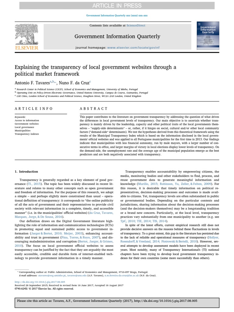 Explaining The Transparency of Local Government Websites Through A ...
