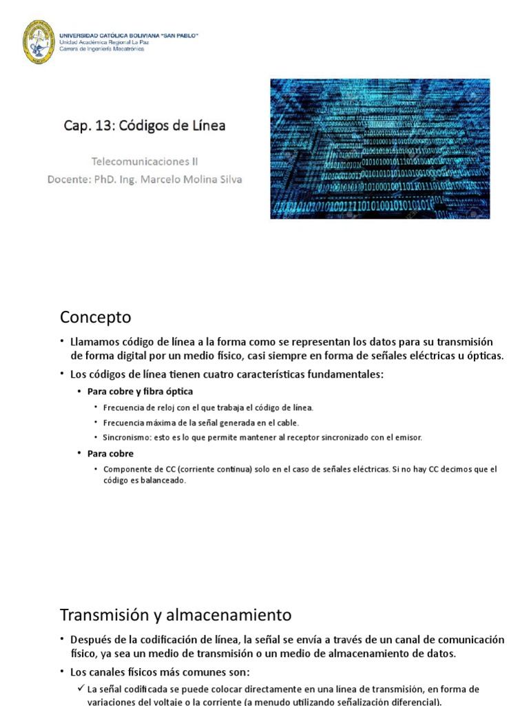 Cap. 13 - Codigos de Linea | PDF | Transmisión de datos | Datos de ...