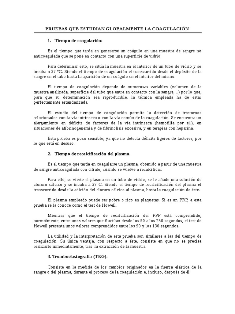 Pruebas que estudian la coagulaci n pdf io pdf coagulaci n sangre