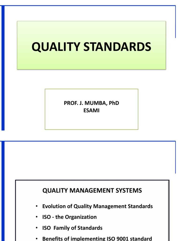 Quality Standards | PDF | Iso 9000 | Quality Management