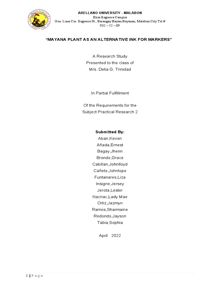 MAYANA PLANT AS AN ALTERNATIVE INK FOR MARKERS STEM121A (Template) PDF