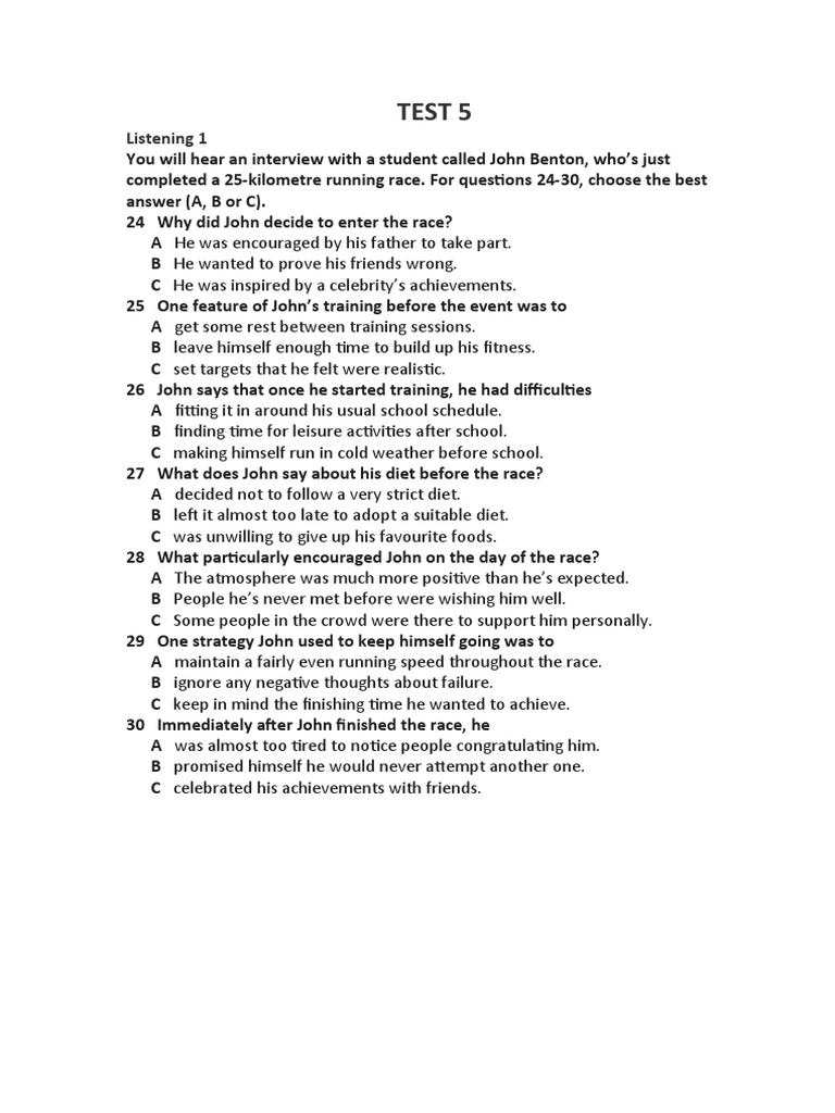 Test 5 | PDF | Sports & Recreation | Self-Improvement