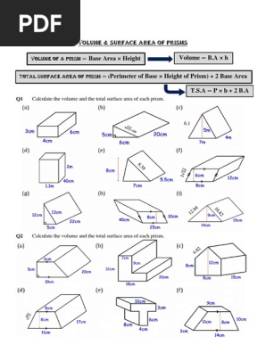 Volume And Surface Area Worksheet Pdf Find The Volume Of Each