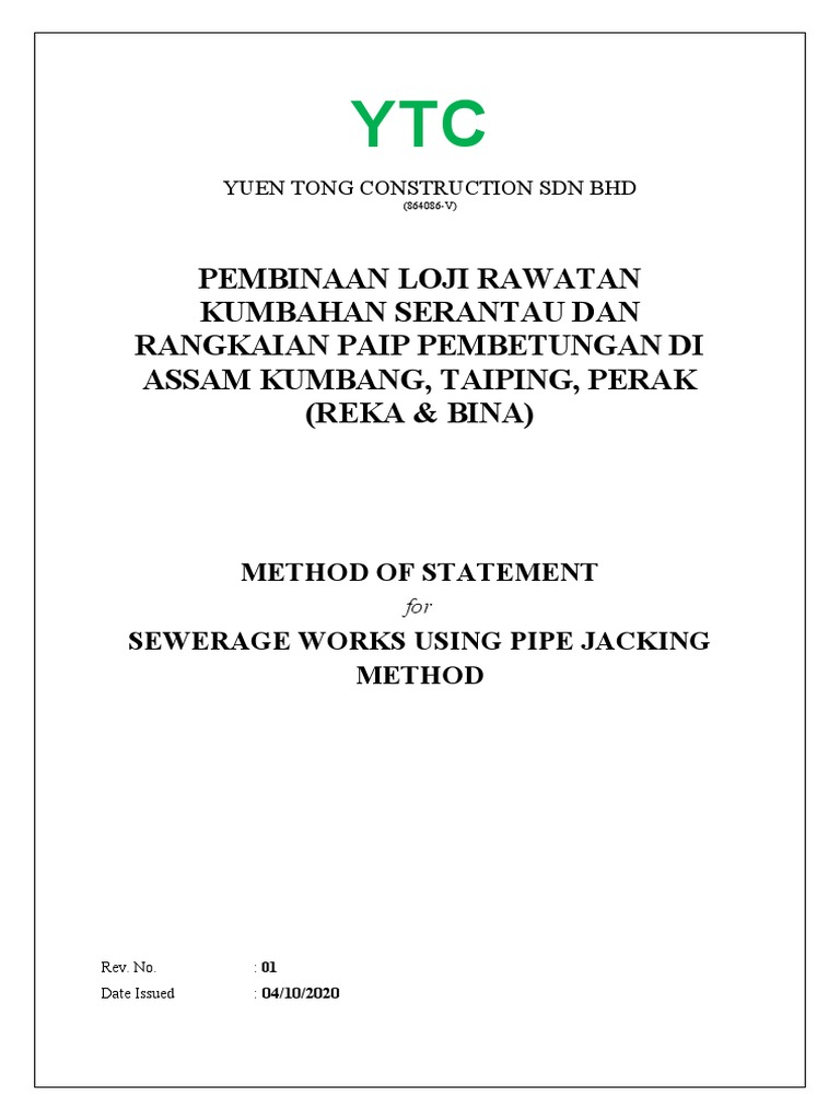 Sewerage Works: Pipe Jacking Method | PDF