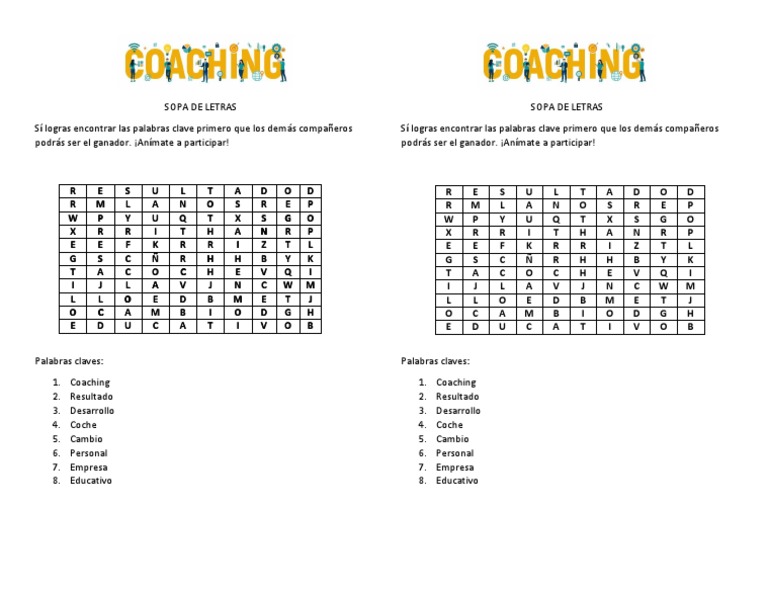 Sopa de Letras: Coaching y Desarrollo | PDF | Ajedrez