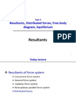 Resultant, Distributed Forces, Free Body Diagram
