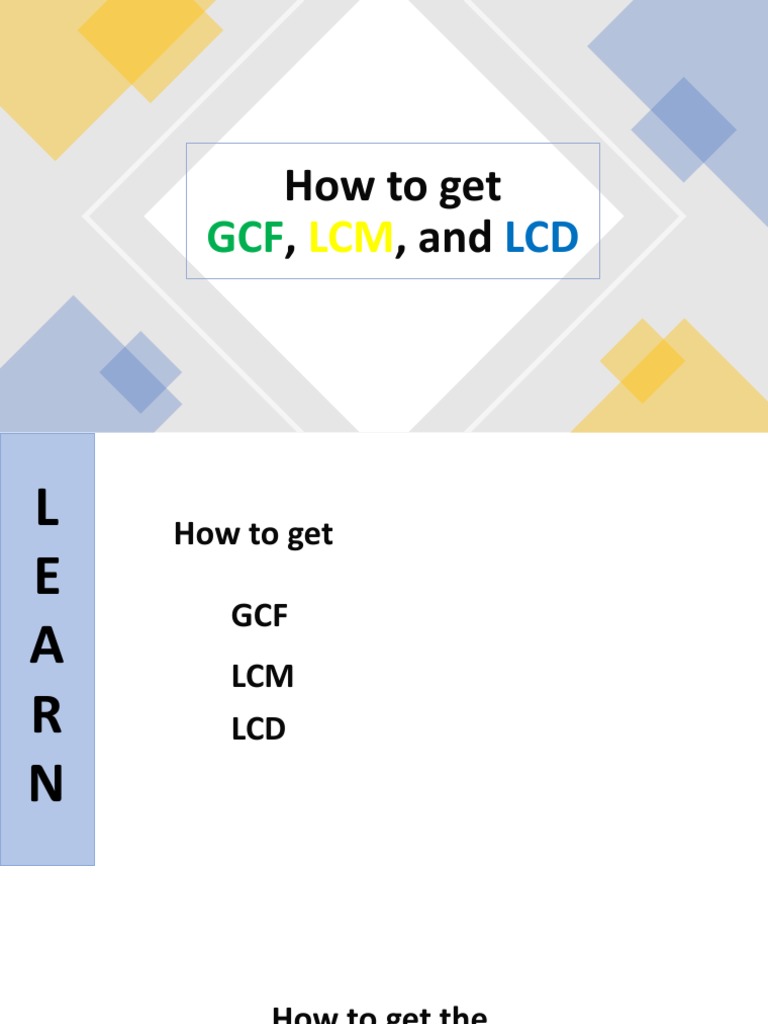 How To Get GCF, LCM and LCD | PDF