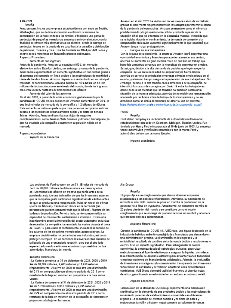 Impacto de La Pandemia en Las Empresas Nacionales y Extranjeras | PDF