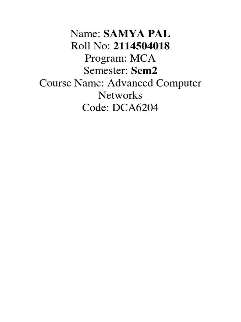 Advanced Computer Networks | PDF
