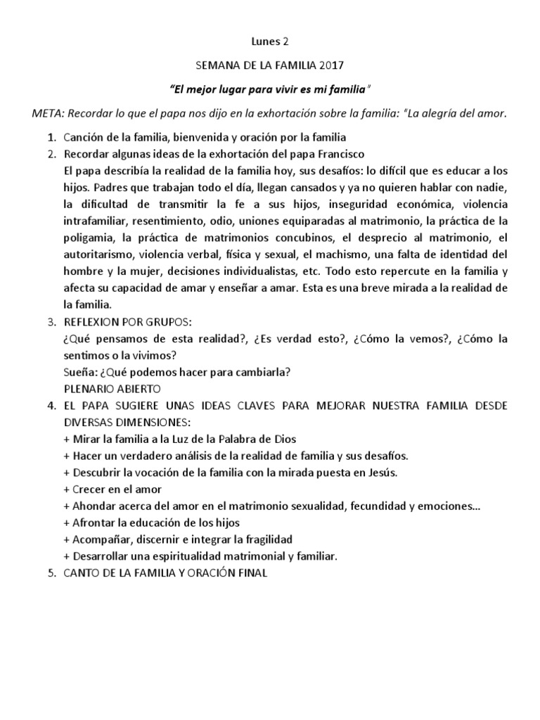 Semana de La Familia 2017 | PDF | Amor | Oración