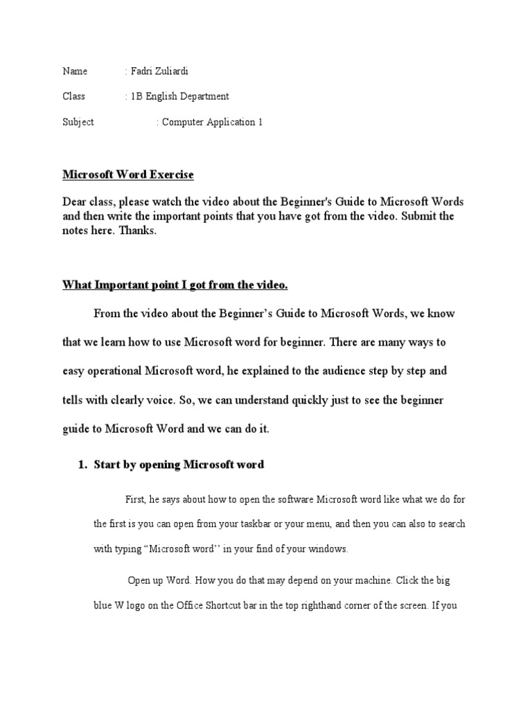 Summary Guide of Microsoft Word Fadri Zuliardi | PDF