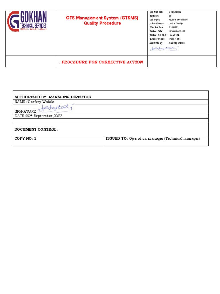 Corrective Action Procedure Overview | PDF