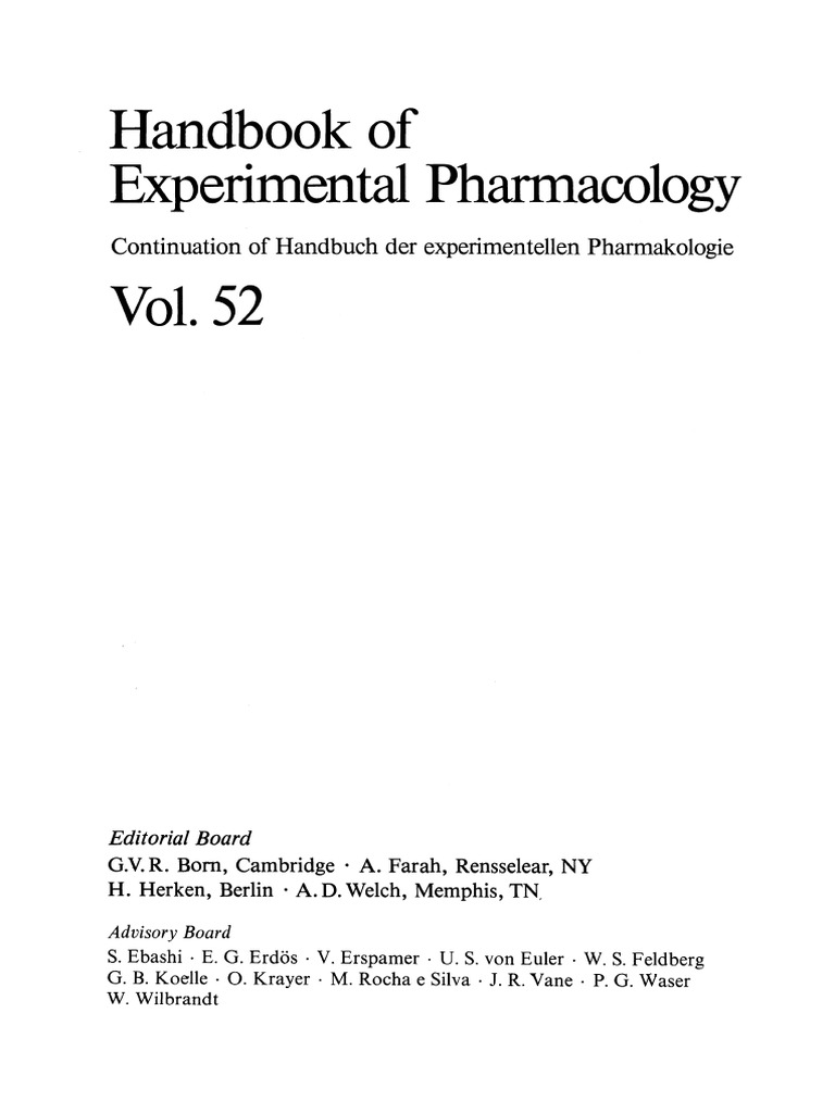 Handbook of Experimental Pharmacology: Continuation of Handbuch Der ...