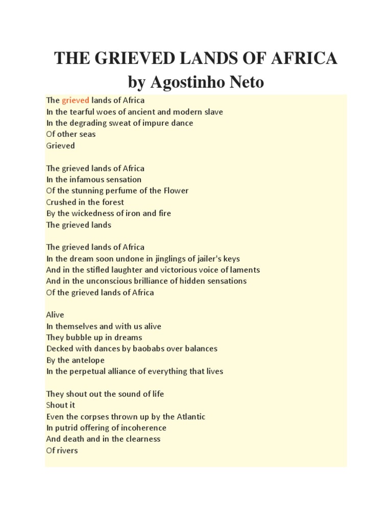 893 - THE GRIEVED LANDS OF AFRICA by Agostinho Net1 | PDF