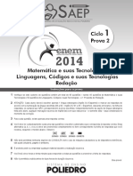 Enem Ciclo 1 Prova 2 - 2014 - Gabarito