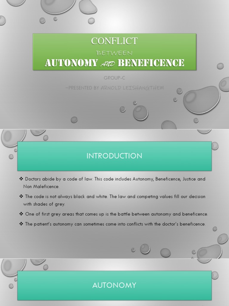 Autonomy vs. Beneficence in Medicine | PDF