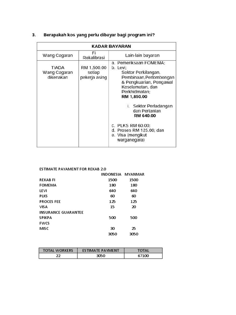 Estimate Payament For Rekab 2.0 | PDF