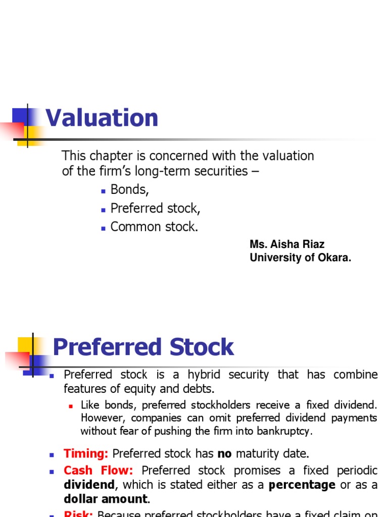 Lecture 16 Preferred Stock Valuation | PDF