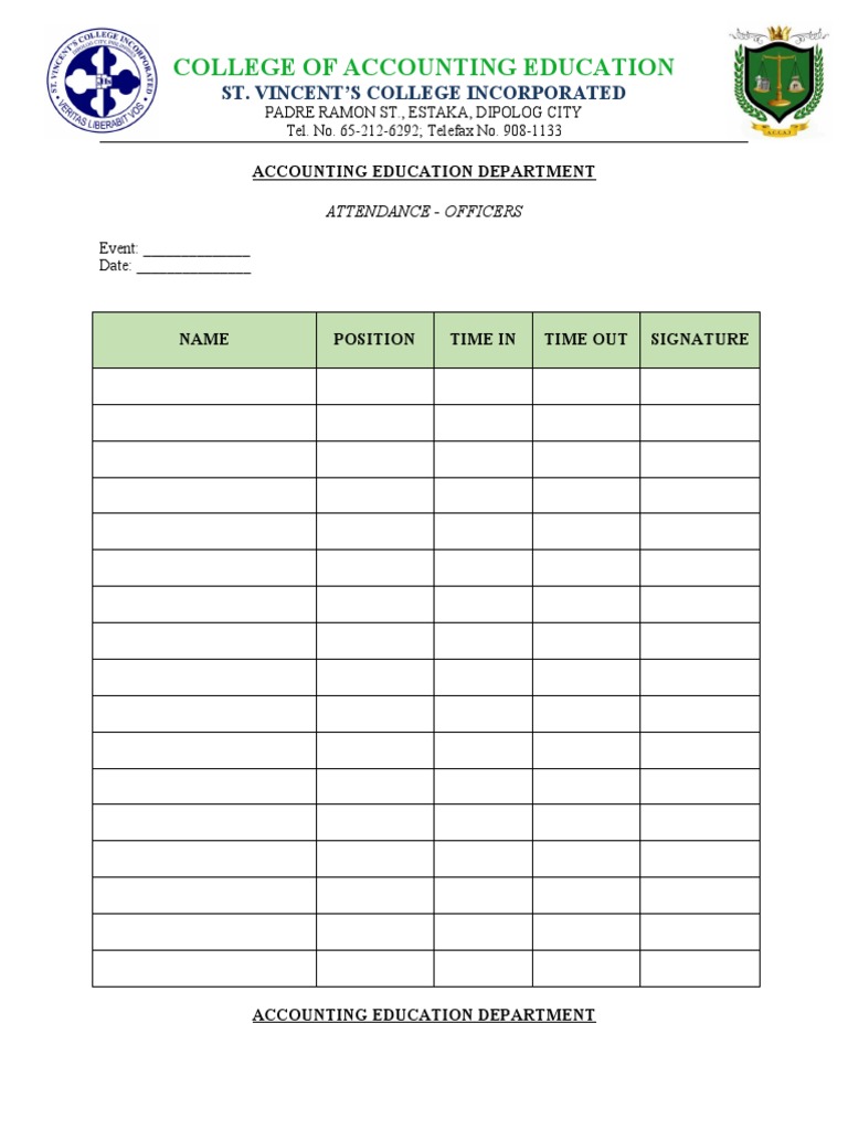 AED Attendance Sheet Officers PDF