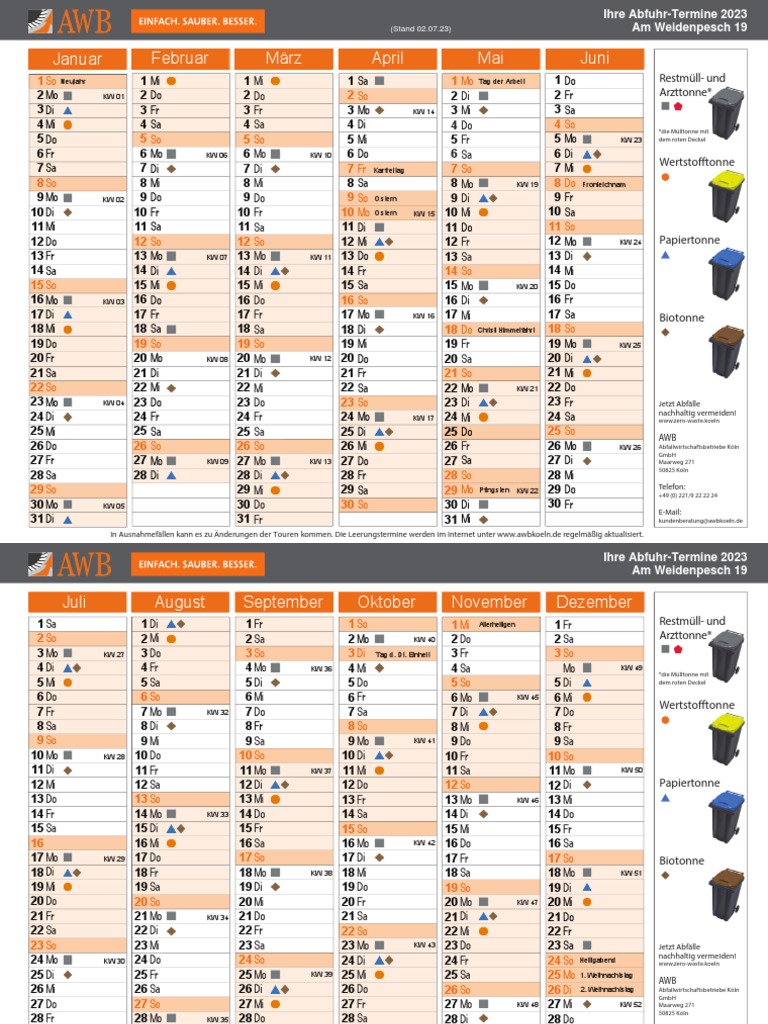 2023 AWB Abfuhrkalender PDF