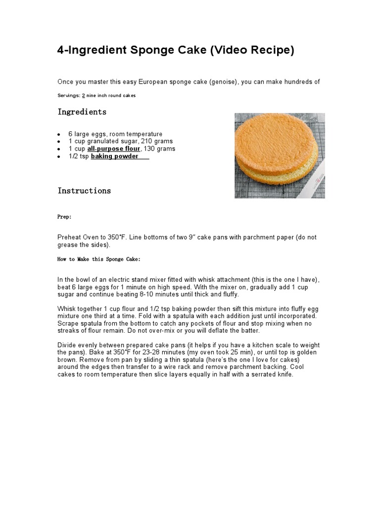 Cake Recipe PDF